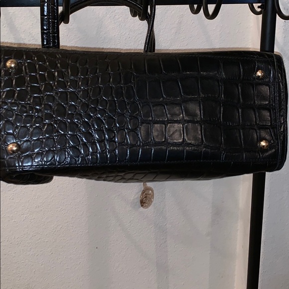 Black and Gold DKNY Leather Crocodile Embossed Handbag - Picture 4 of 7